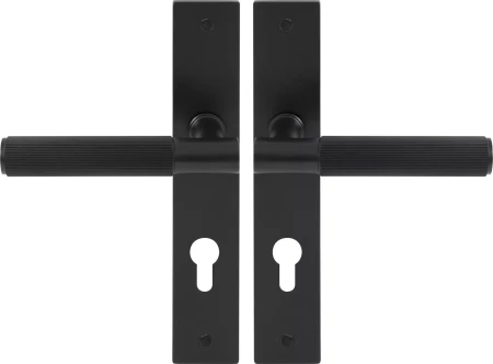 Verge Longplate Euro Handles - Linear Knurl - BLK
