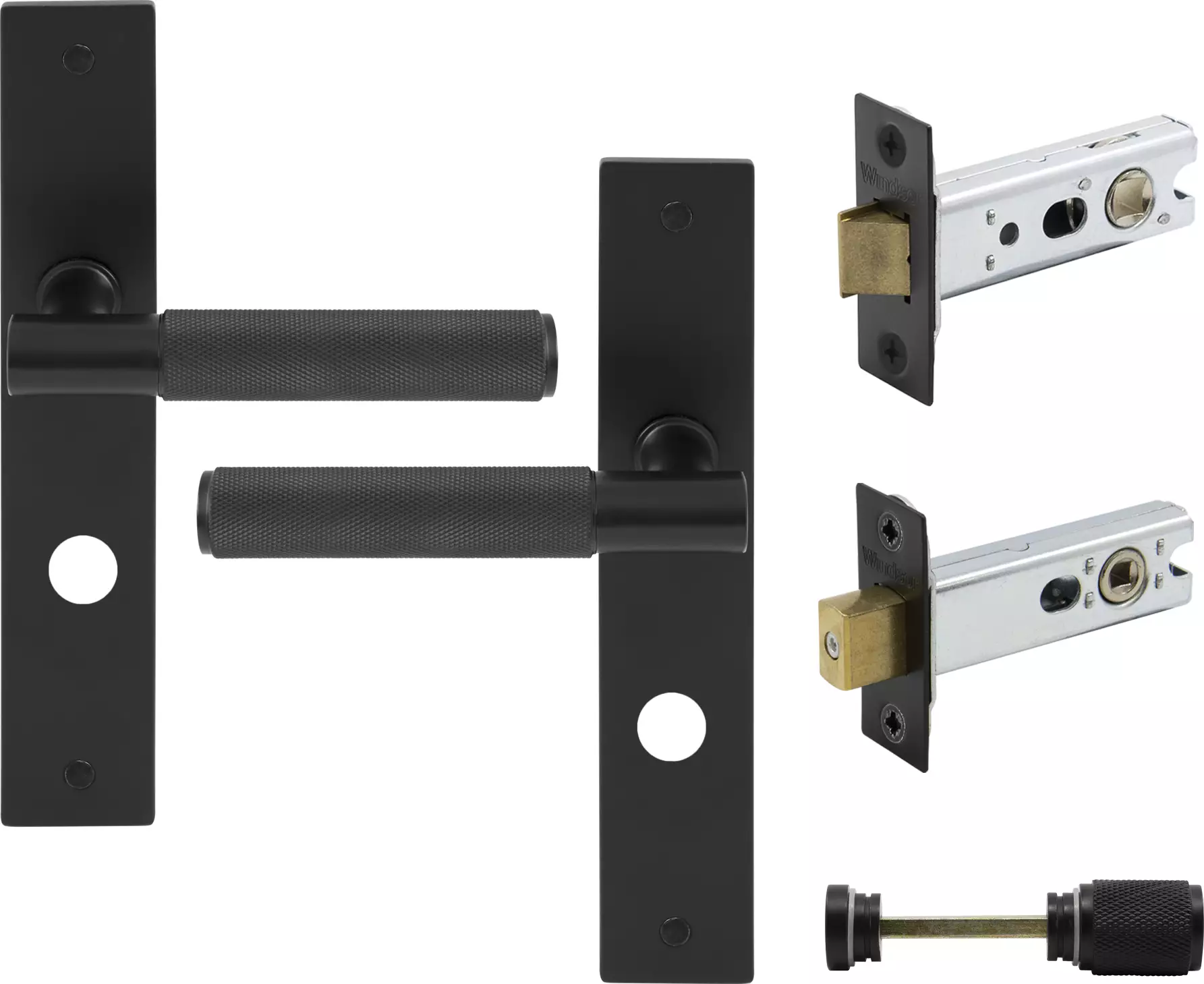 Verge Longplate Privacy Set - Diamond Knurl - BLK