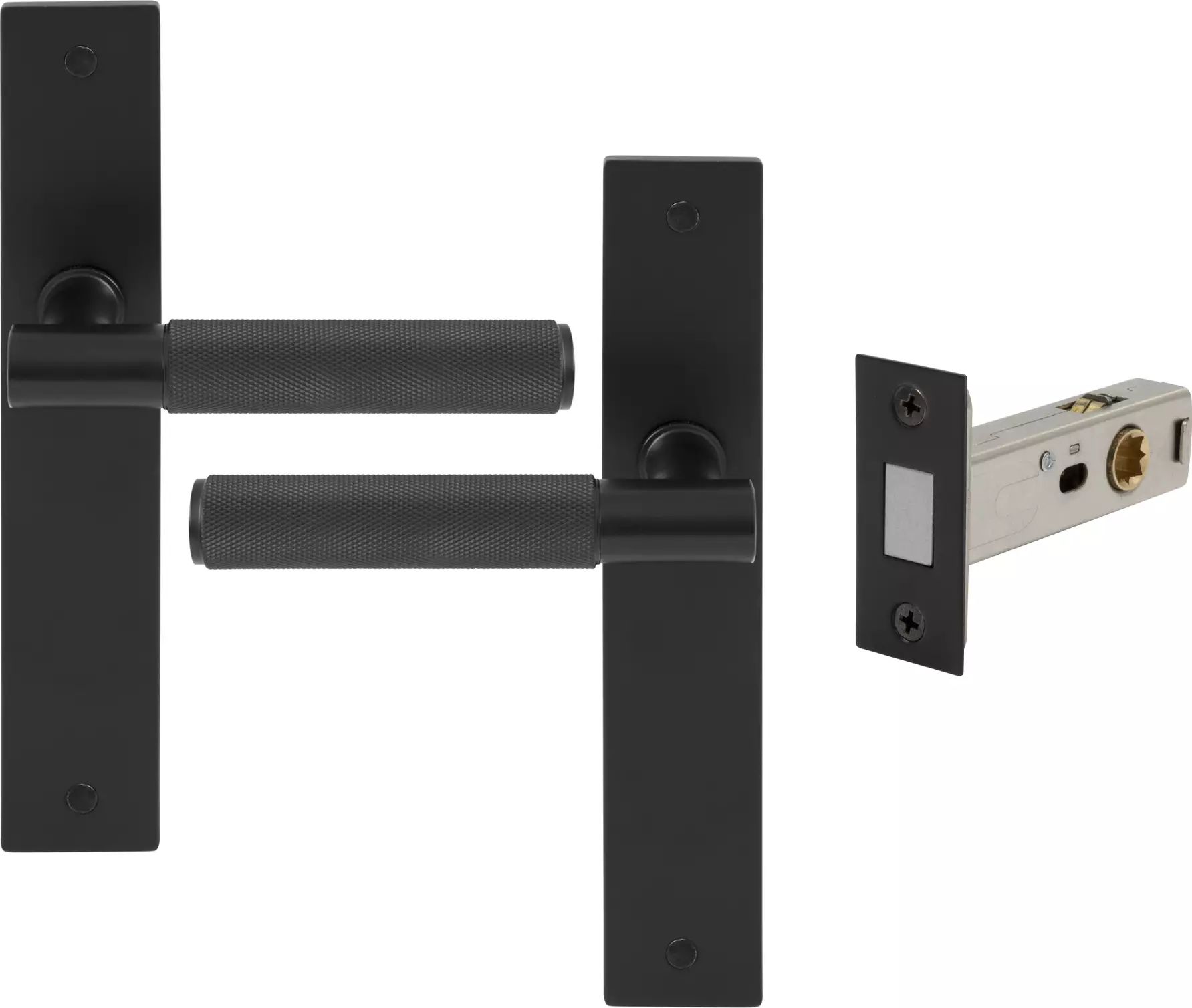 Verge Longplate Passage Set - Magn. Latch - Diamond Knurl - BLK