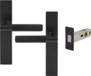 Verge Longplate Passage Set - Magn. Latch - Linear Knurl - BLK