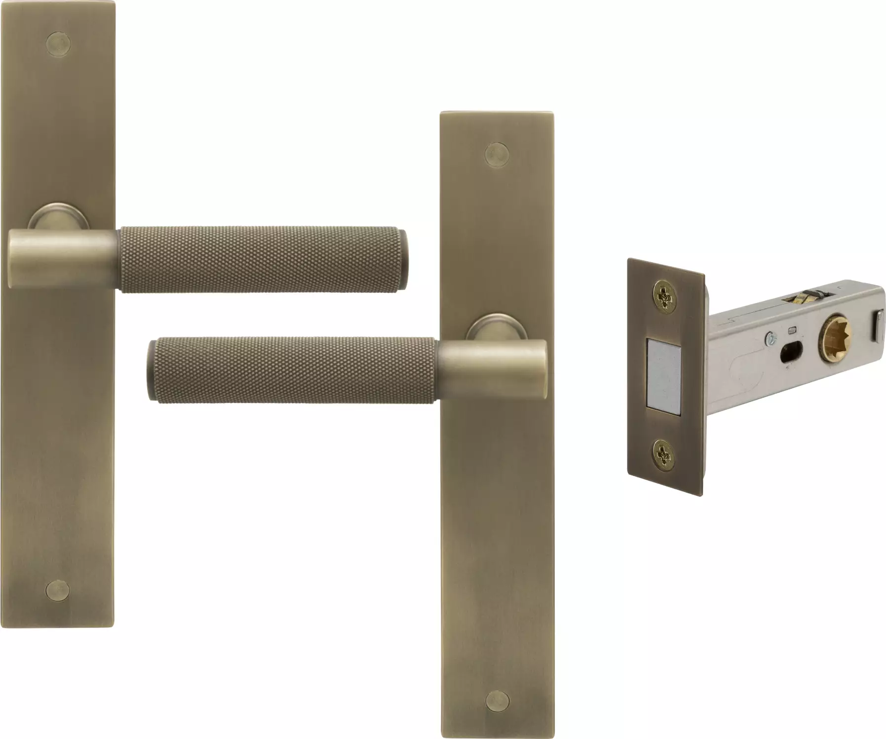Verge Longplate Passage Set - Magn. Latch - Diamond Knurl - RB