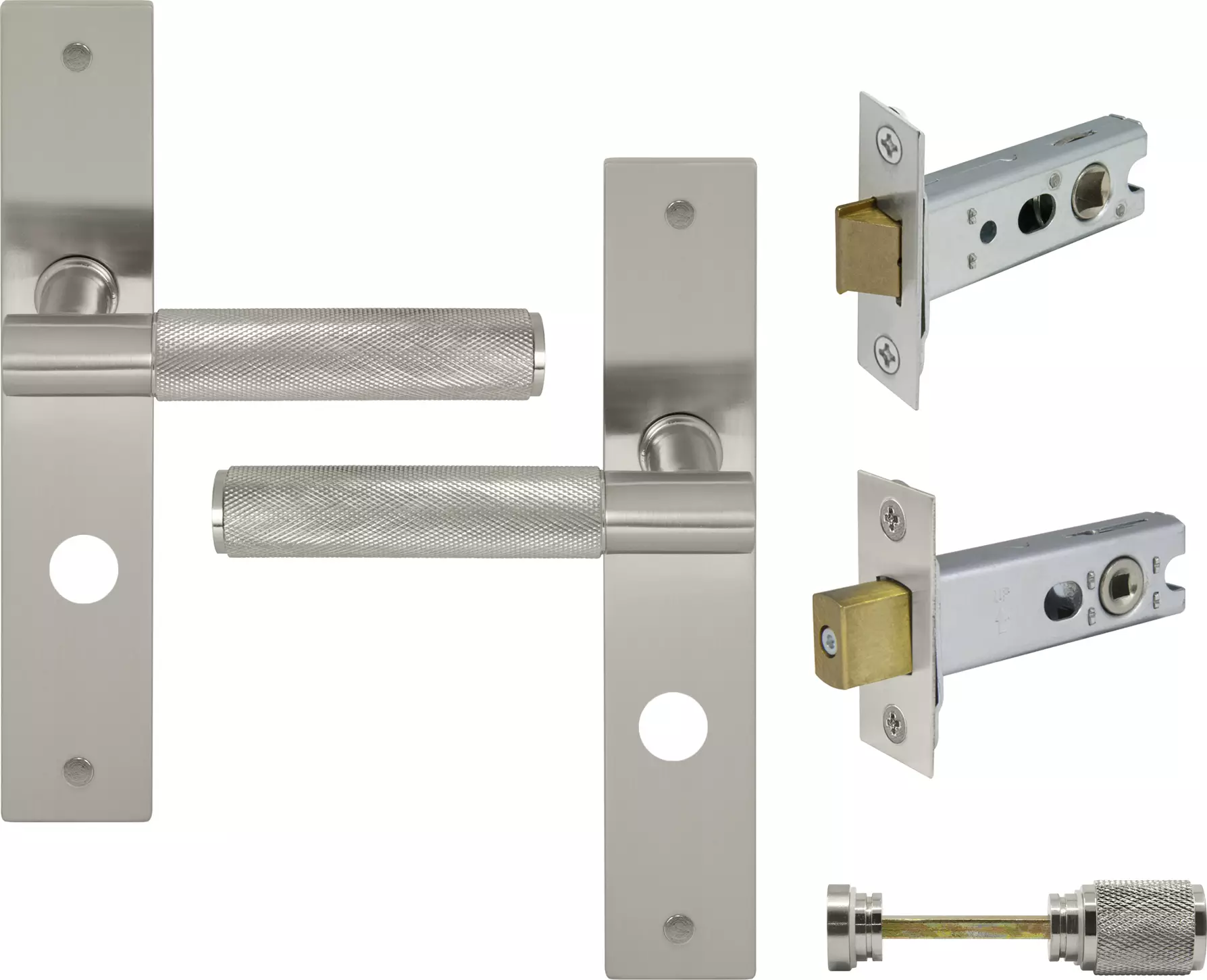 Verge Longplate Privacy Set - Diamond Knurl - BN