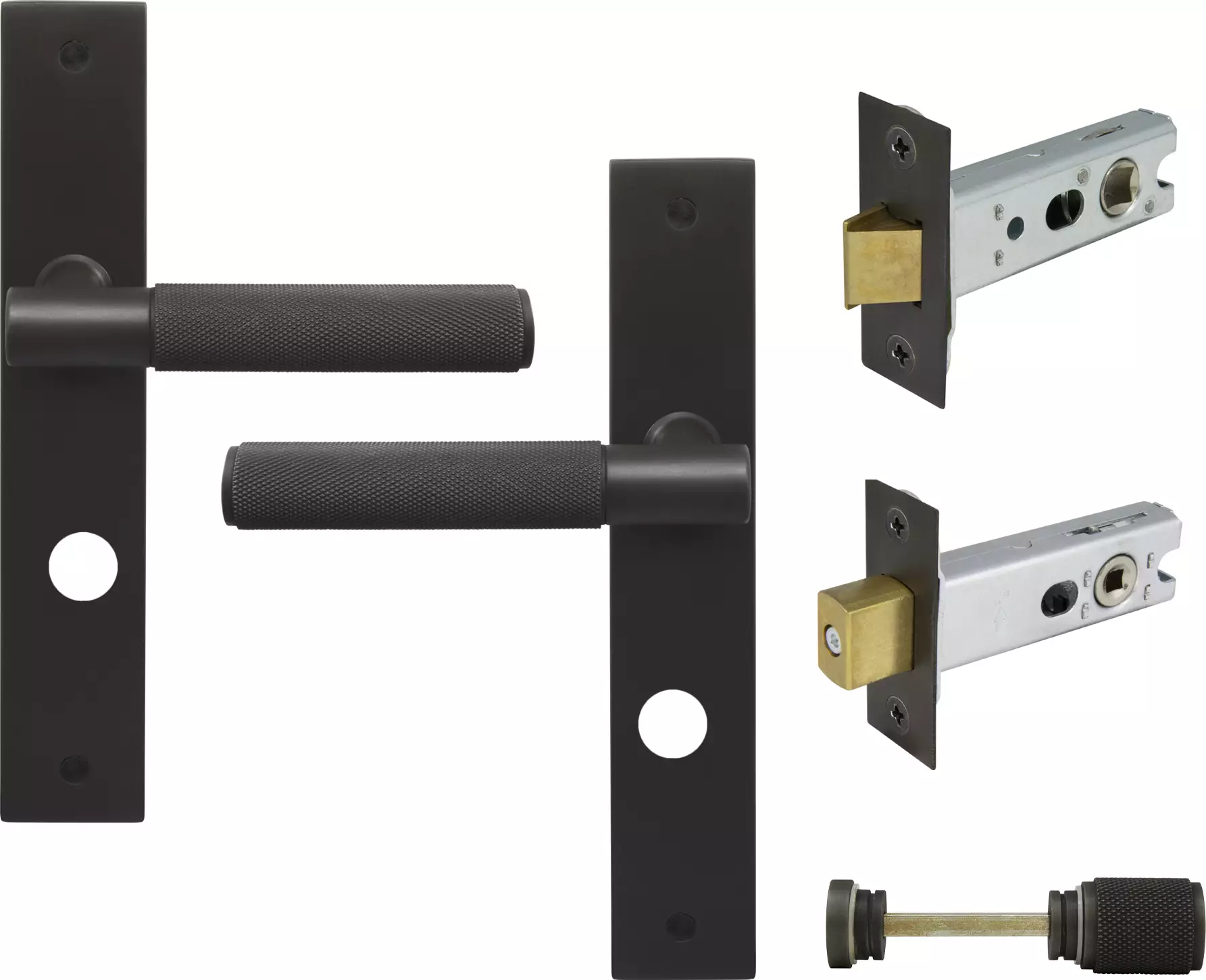 Verge Longplate Privacy Set - Diamond Knurl - DRB