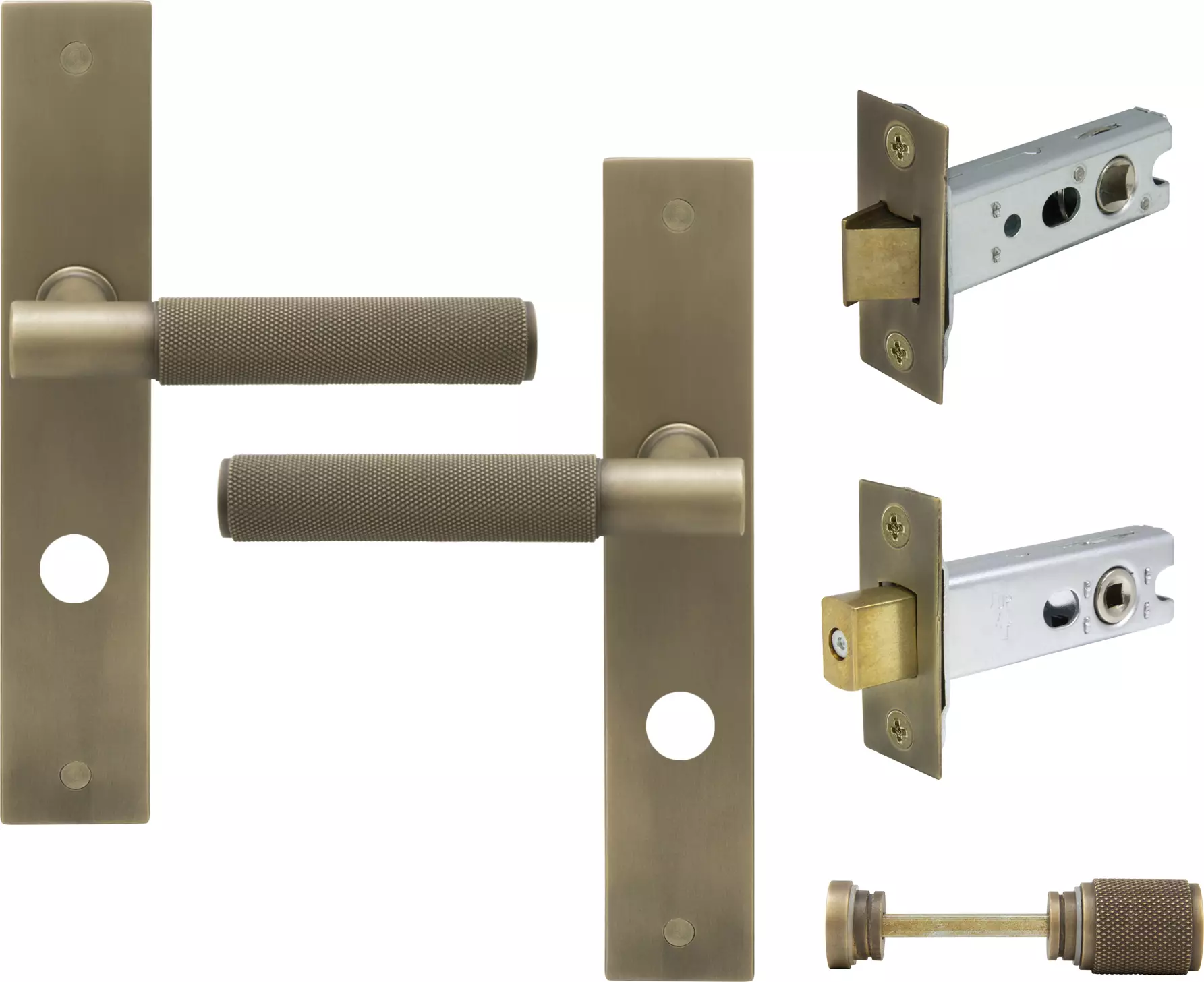 Verge Longplate Privacy Set - Diamond Knurl - RB