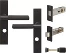 Verge Longplate Privacy Set - Magn. Latch - Diamond Knurl - DRB
