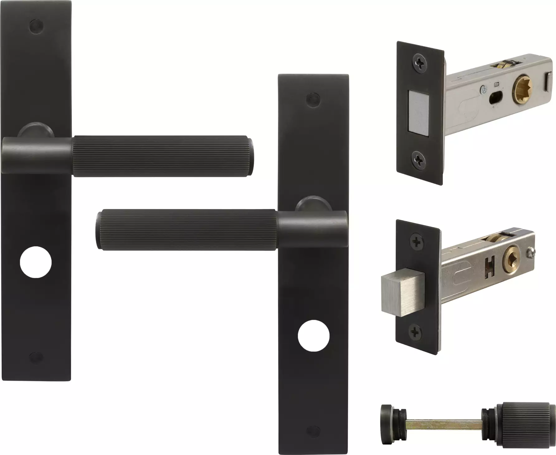 Verge Longplate Privacy Set - Magn. Latch - Linear Knurl - DRB