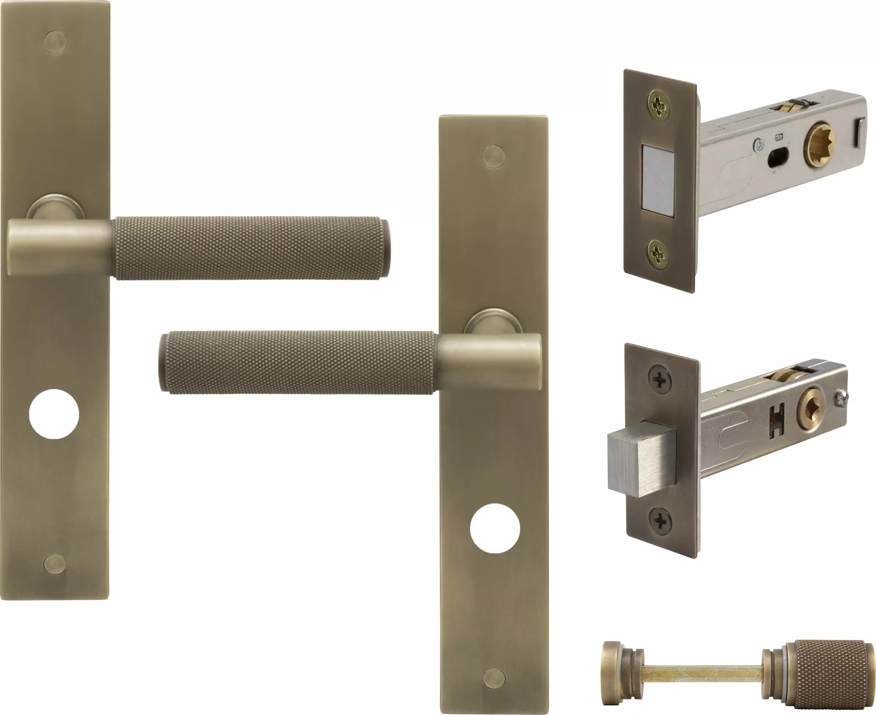 Verge Longplate Privacy Set - Magn. Latch - Diamond Knurl - RB