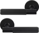 Verge Round Rose Lever Handles - Linear Knurl - BLK