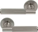 Verge Round Rose Lever Handles - Linear Knurl - BN