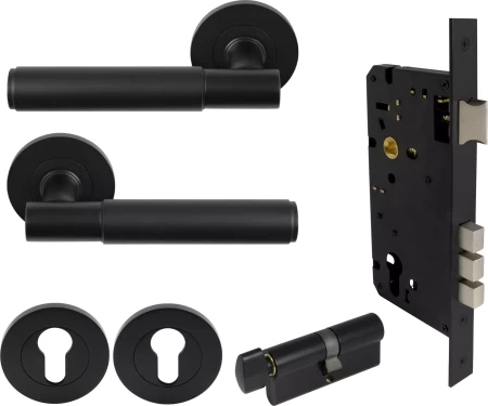 Verge Round Rose Entrance Set - K/T - Plain - BLK