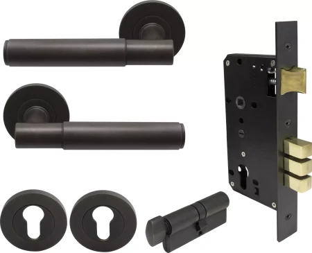 Verge Round Rose Entrance Set - K/T - Plain - DRB