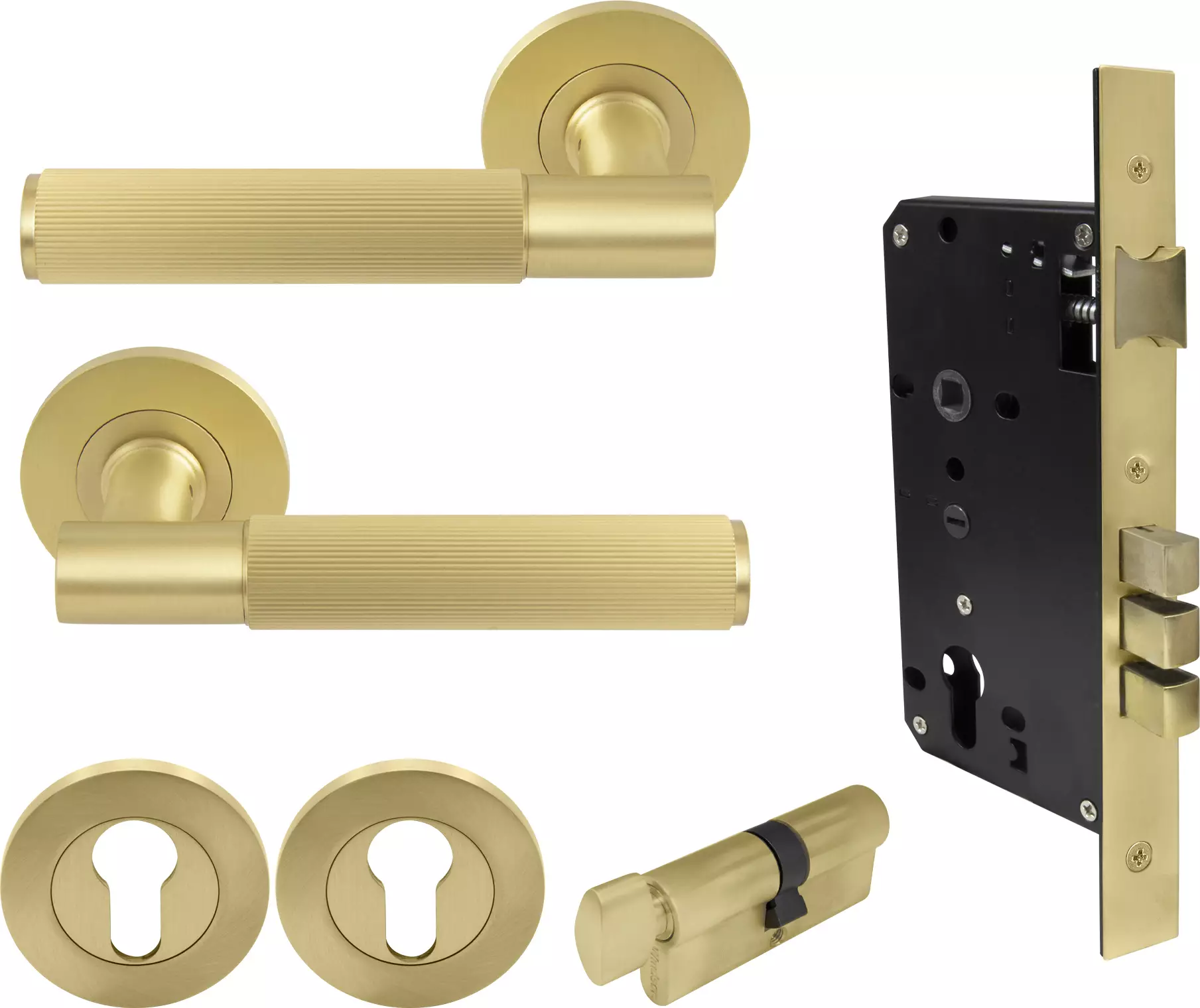 Verge Round Rose Entrance Set - K/T - Linear Knurl - MSB