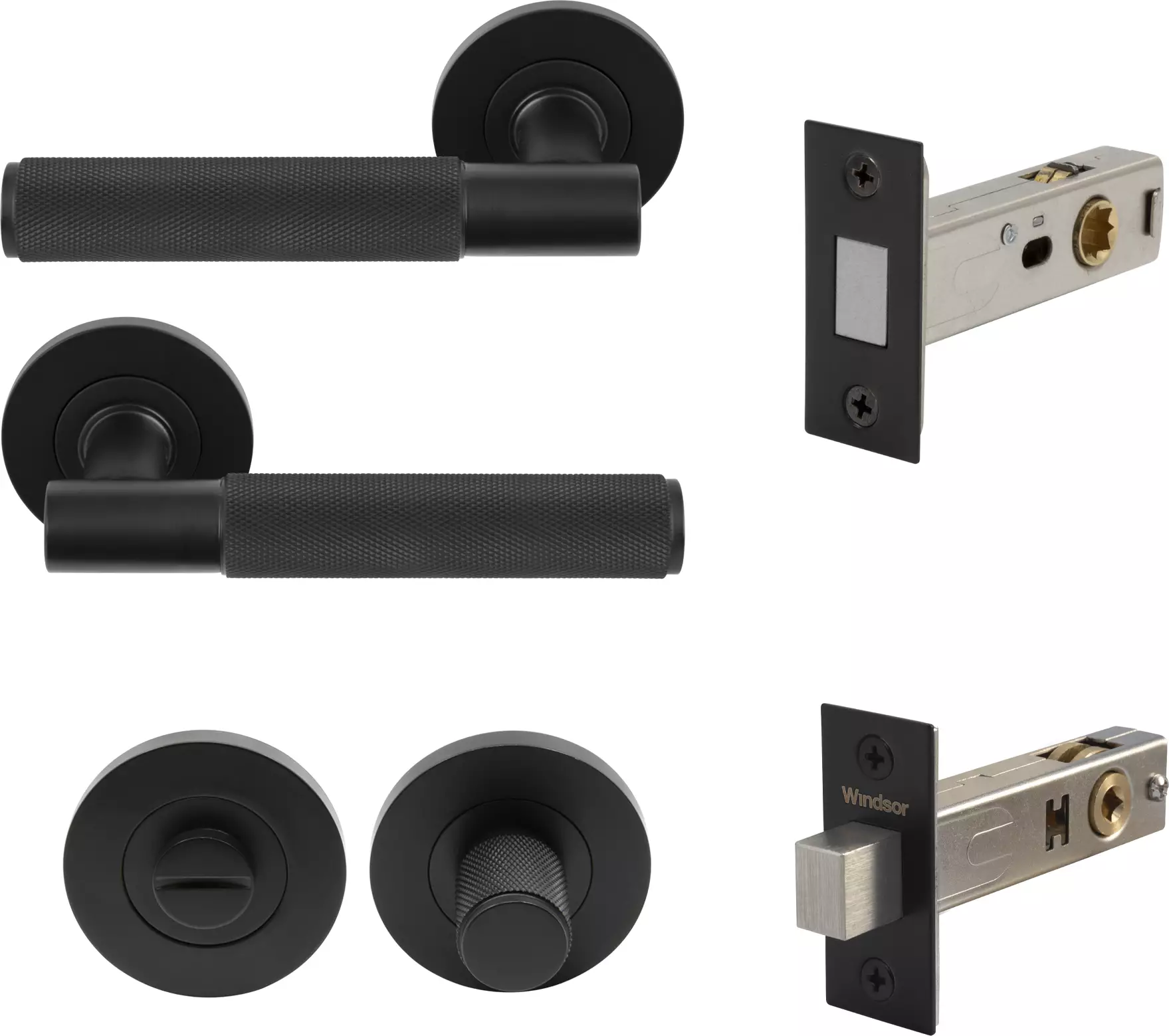Verge Rose Privacy Set - Magn. Latch - Diamond Knurl   - BLK