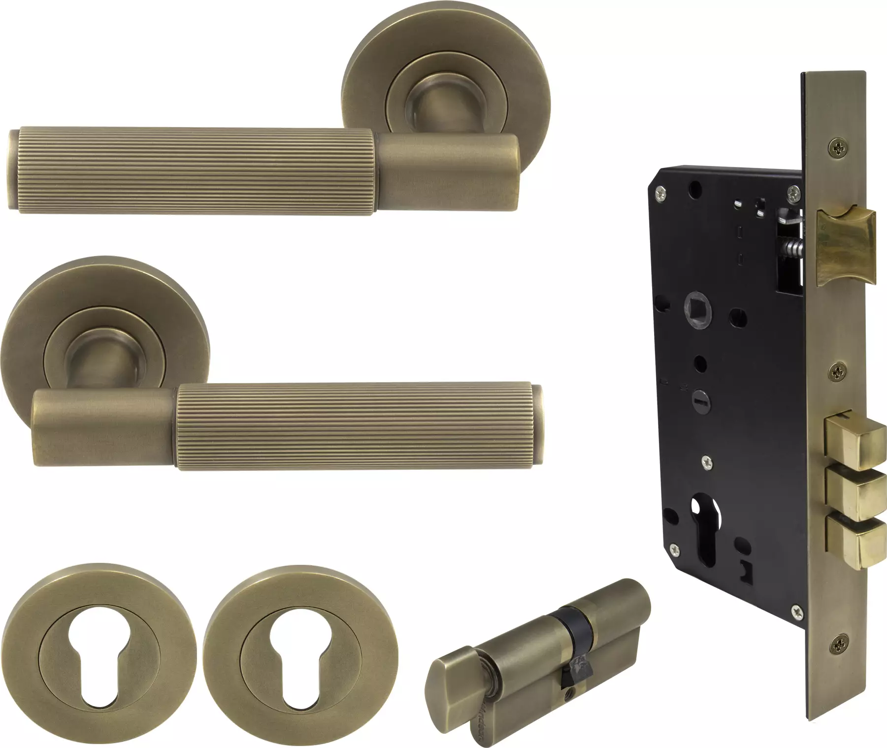 Verge Round Rose Entrance Set - K/T - Linear Knurl - RB