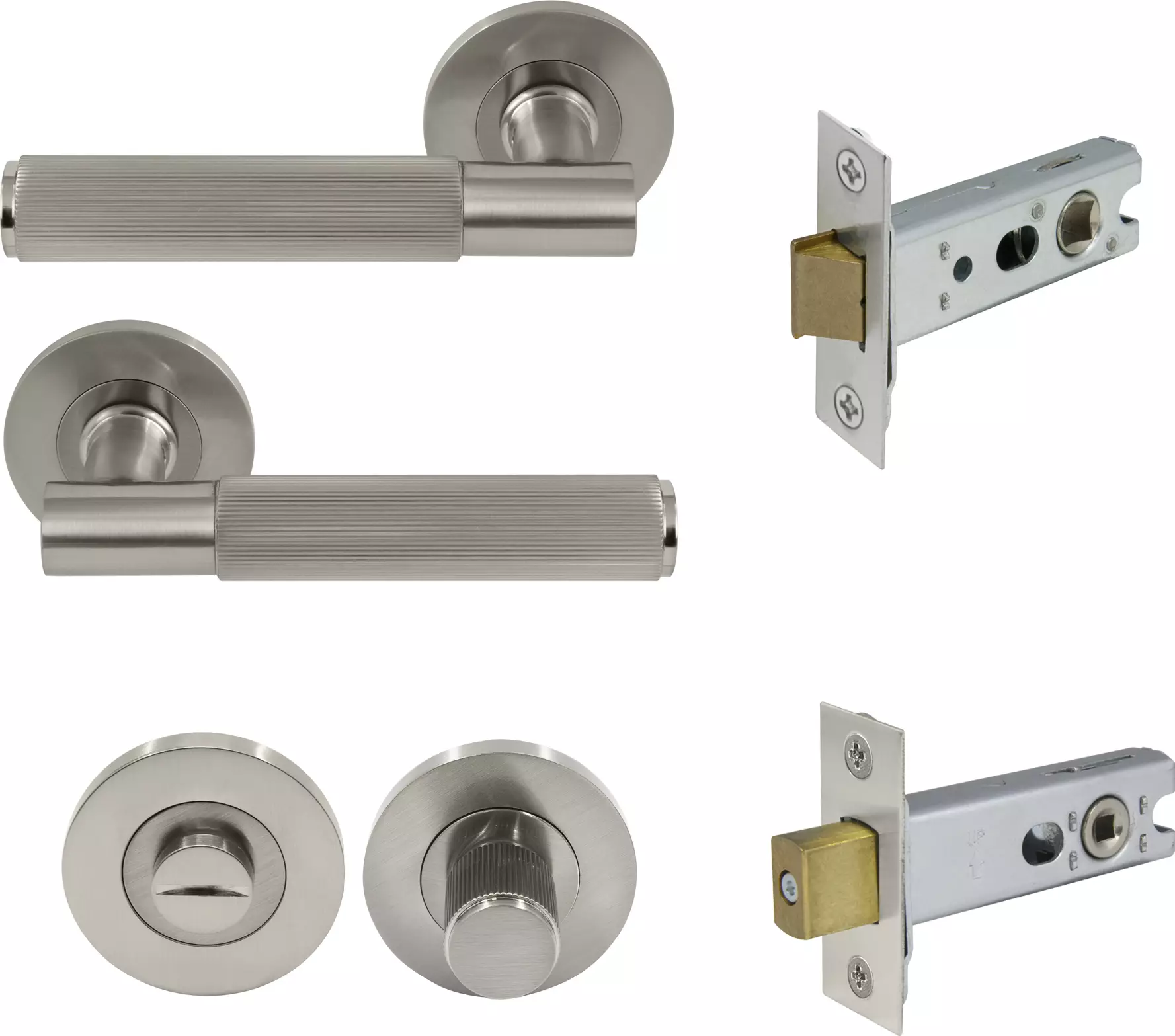 Verge Rnd Rose Privacy Set - Linear Knurl - BN