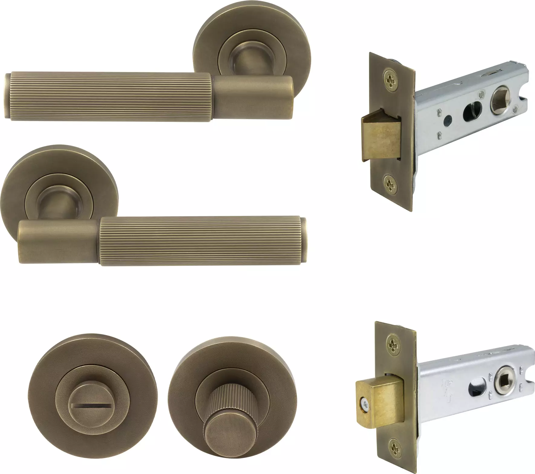 Verge Rnd Rose Privacy Set - Linear Knurl - RB