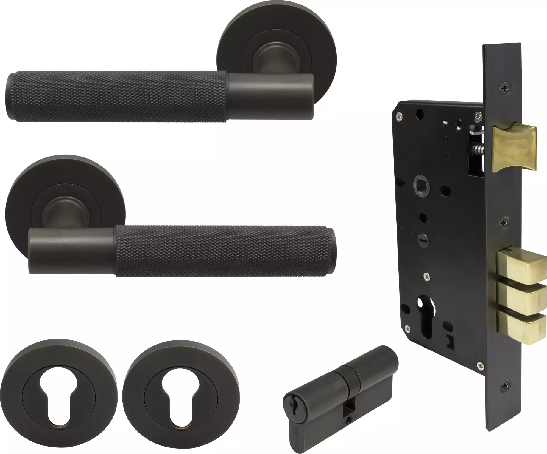 Verge Round Rose Entrance Set - K/K - Diamond Knurl  - DRB