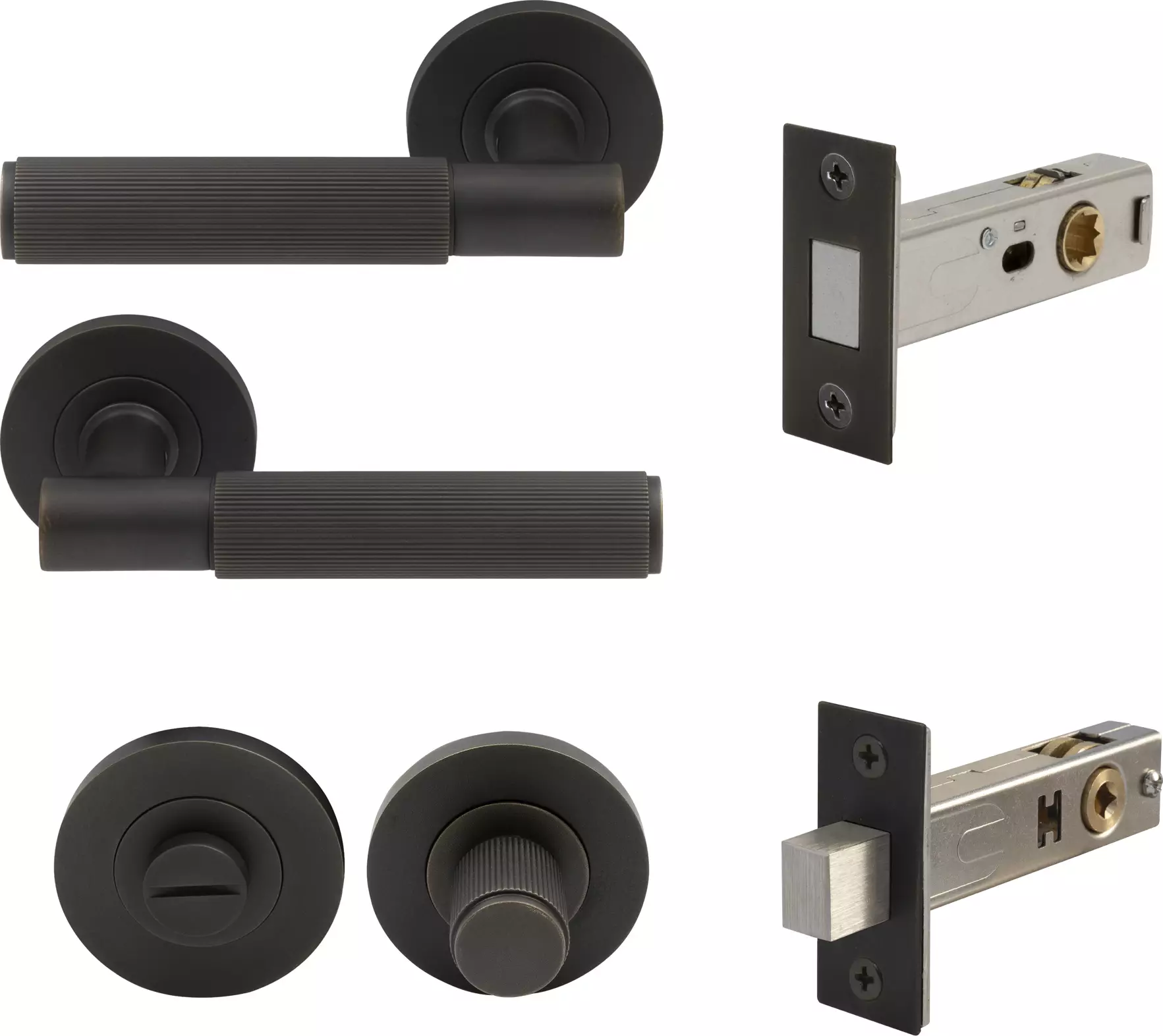 Verge Rose Privacy Set - Magn. Latch - Linear Knurl - DRB