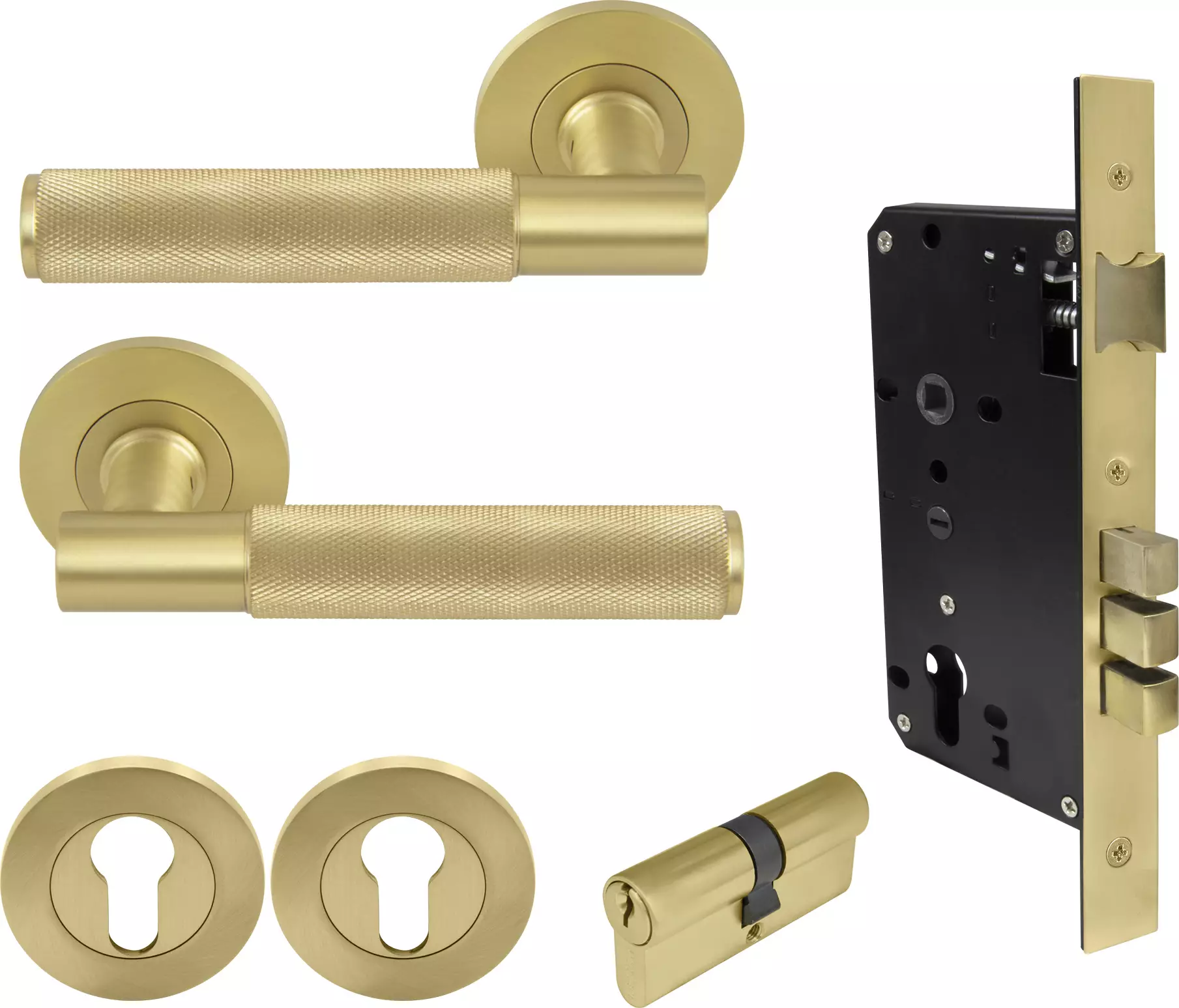 Verge Round Rose Entrance Set - K/K - Diamond Knurl  - MSB