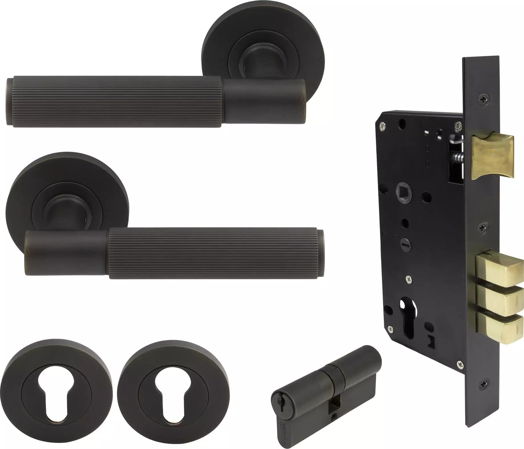 Verge Round Rose Entrance Set - K/K - Linear Knurl  - DRB