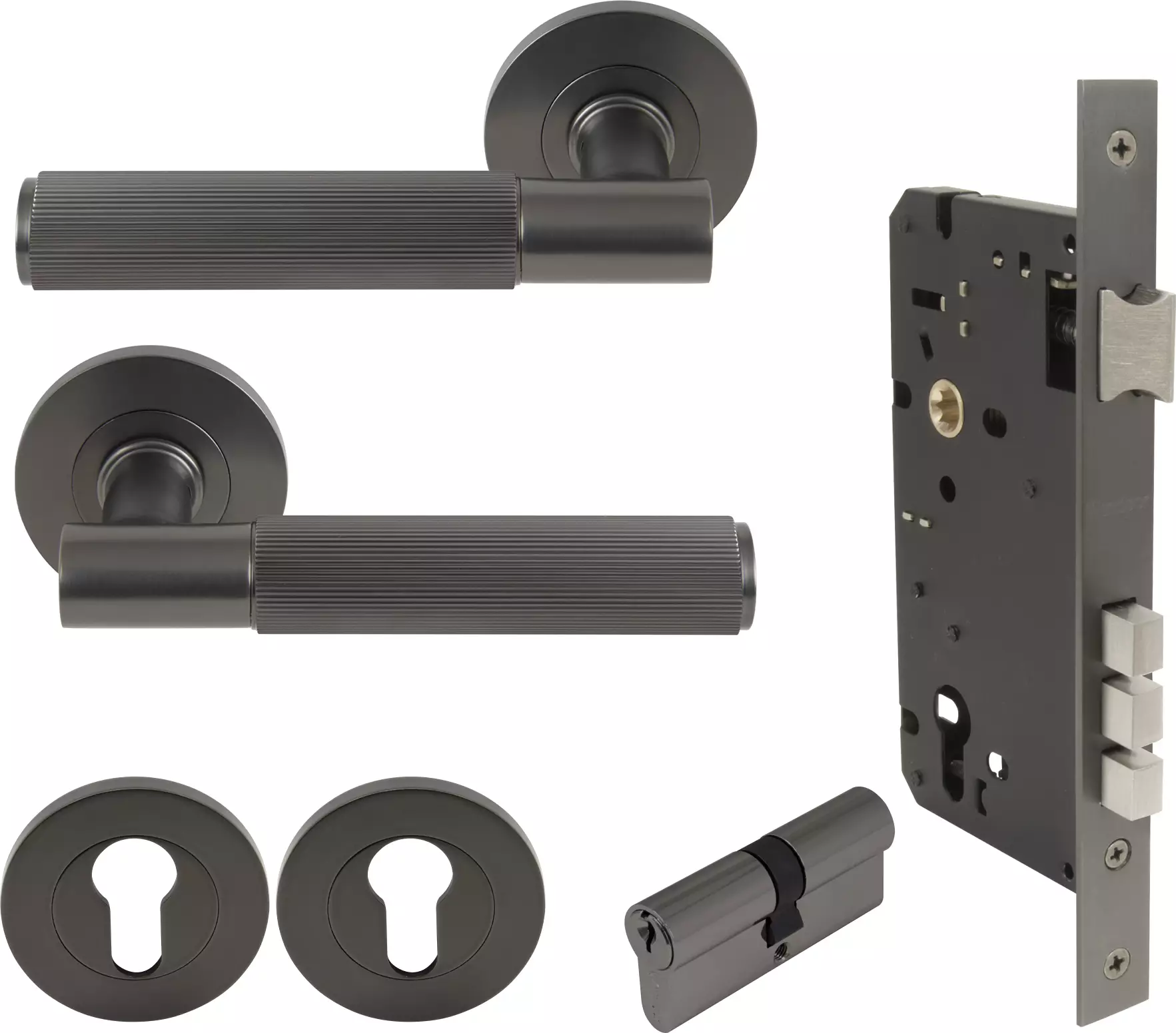 Verge Round Rose Entrance Set - K/K - Linear Knurl  - GN