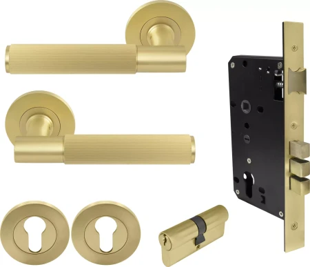 Verge Round Rose Entrance Set - K/K - Linear Knurl  - MSB