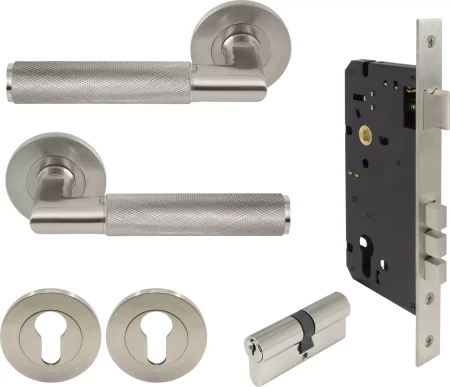 Lumina Round Rose Entrance Set - K/K - Diamond Knurl  - BN