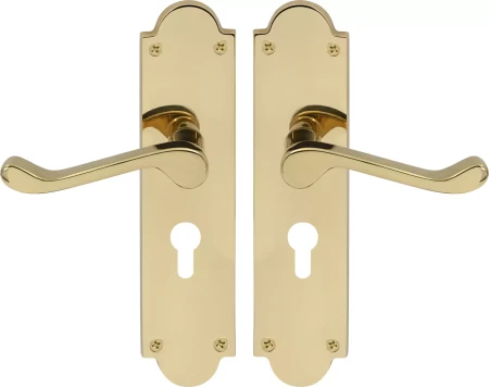 York Lever Victorian Plate - Euro 48mm Handles - PB