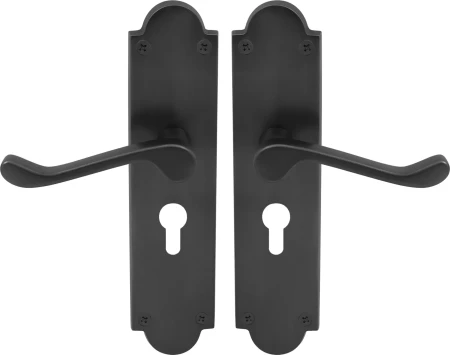 York Lever Victorian Plate - Euro 48mm Handles - BLK