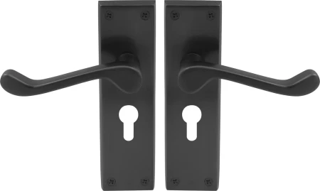 York Lever Longplate - Euro 48mm Handles - BLK