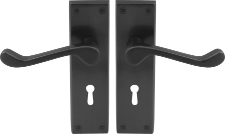 York Lever Longplate - Lever Lock Handle Set - BLK