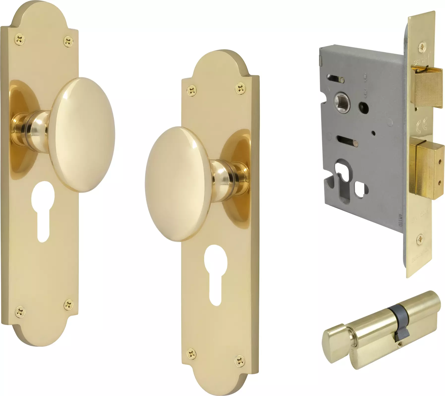 Camden Knob Victorian Longplate - Entrance Set - K/T - PB