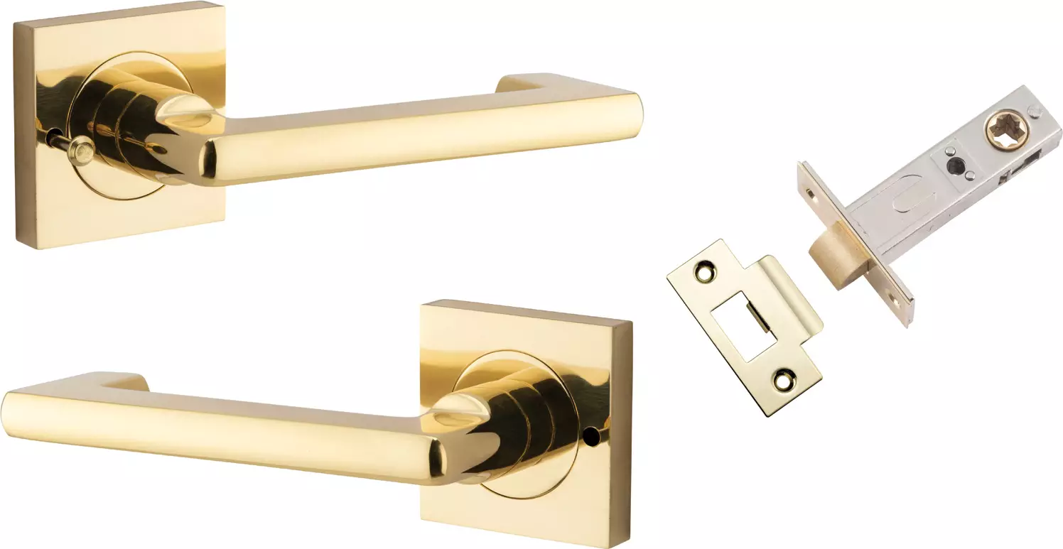 Baltimore Return Lever - Square Rose Integrated Privacy Set - PB