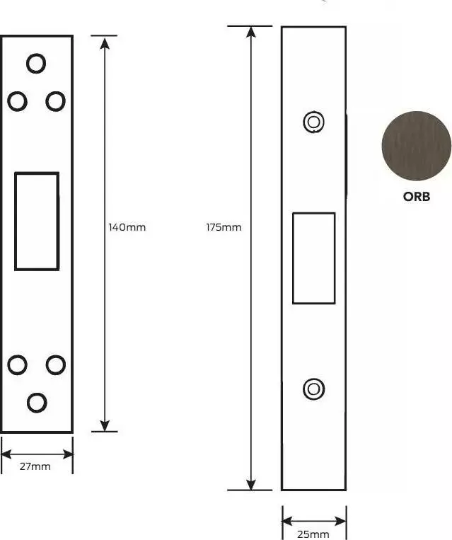 990 D Forend Plate, Strike & Screws - ORB