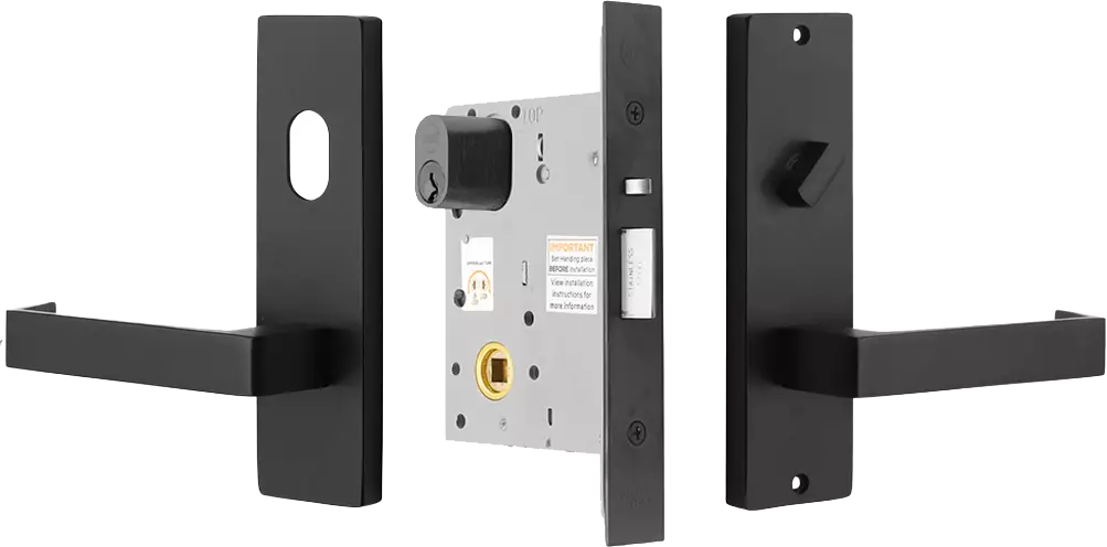 87 Lever on Plate - Entrance K/T Lock Kit - Std Cyl - BLK