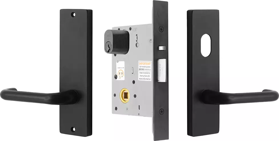 90 Lever on Plate - Storeroom Lock Kit - Std Cyl - BLK