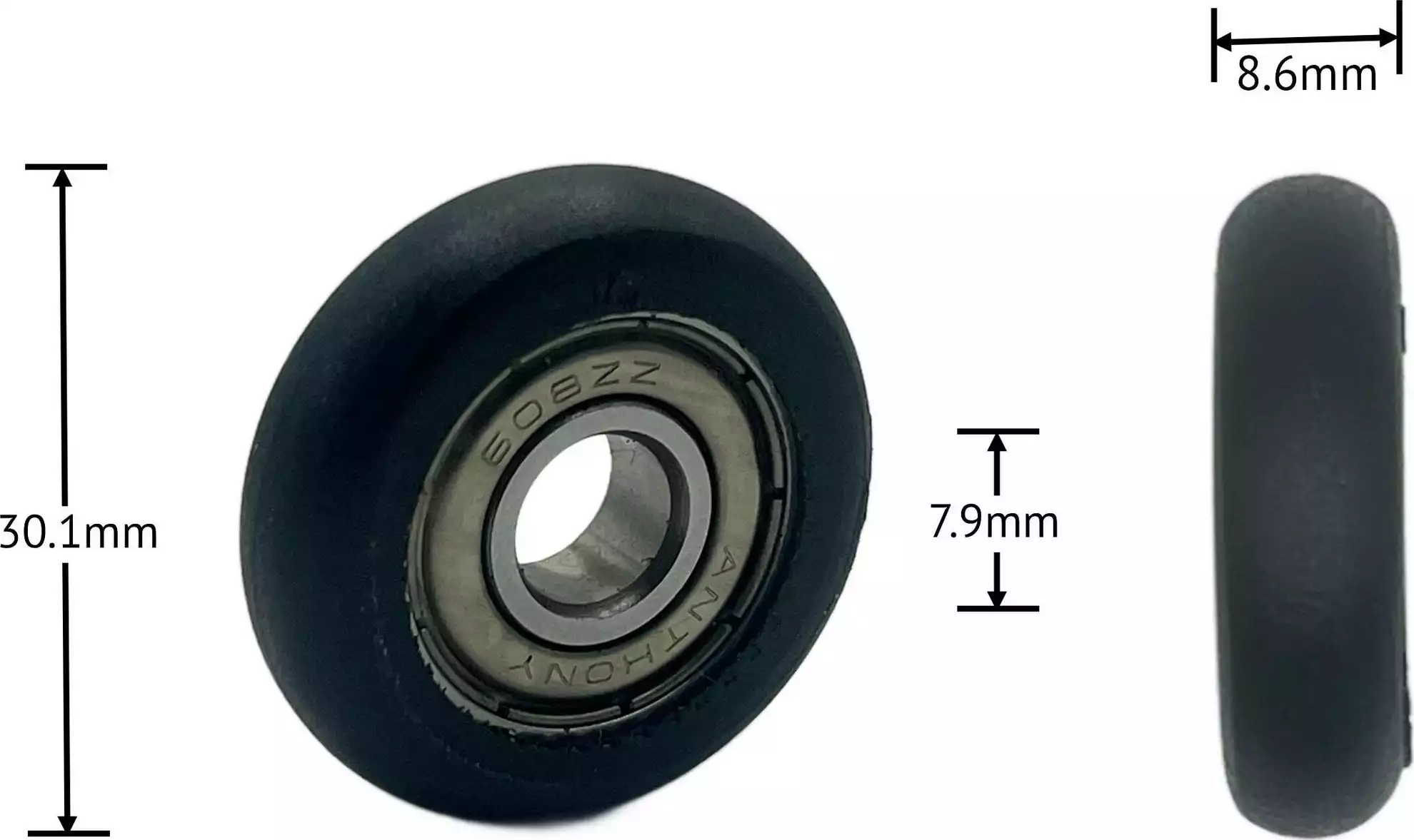 Radius Roller 8.6 x 30.1mm dia - BLK