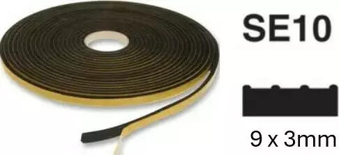 SE10 Black Sponge Seal 9x3mm EPDM SE10 Black Sponge Seal 9x3mm EPDM