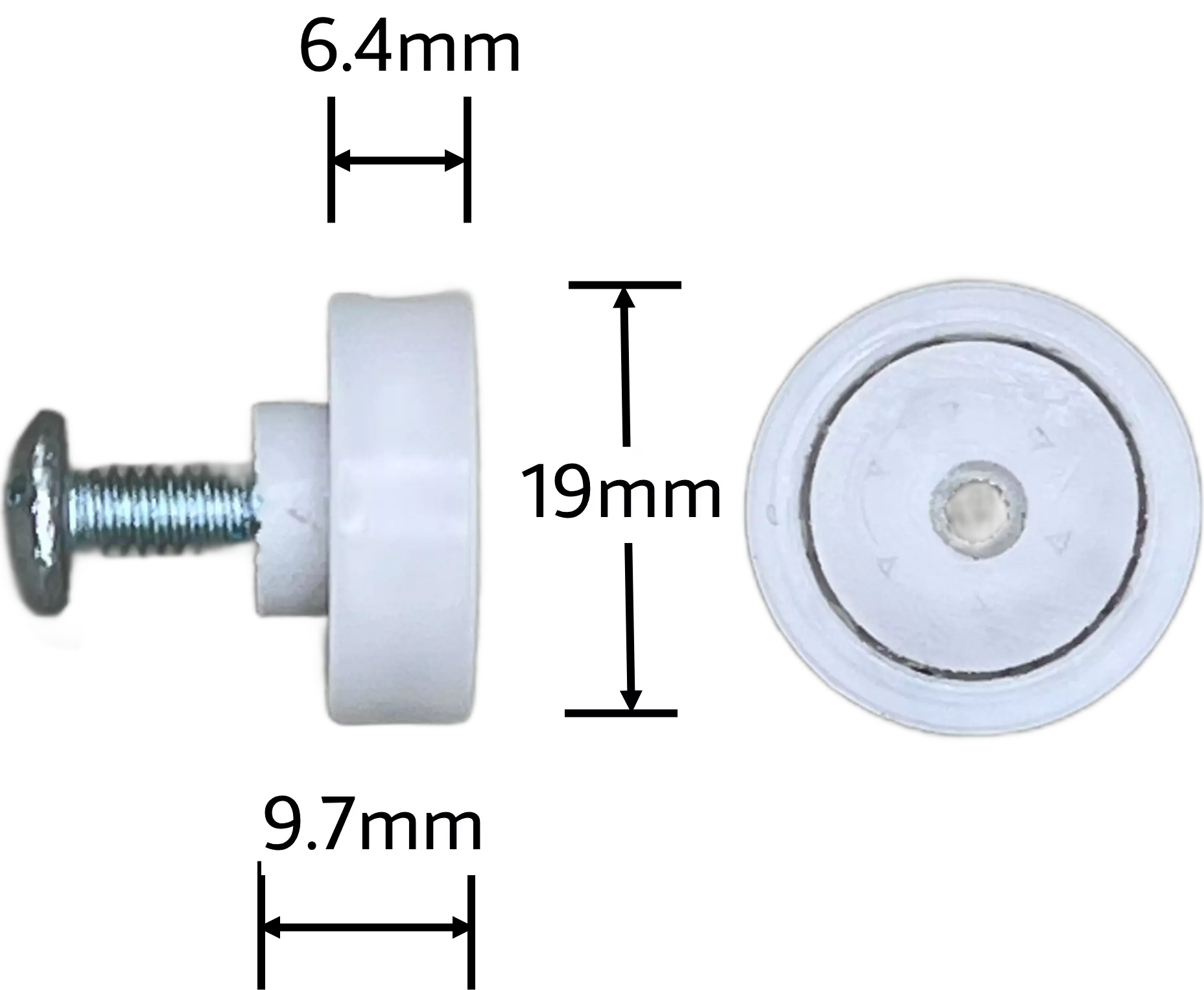 Wheel - Shower Door 19 x 6.4 x 9.7 - (Flat Wheel)